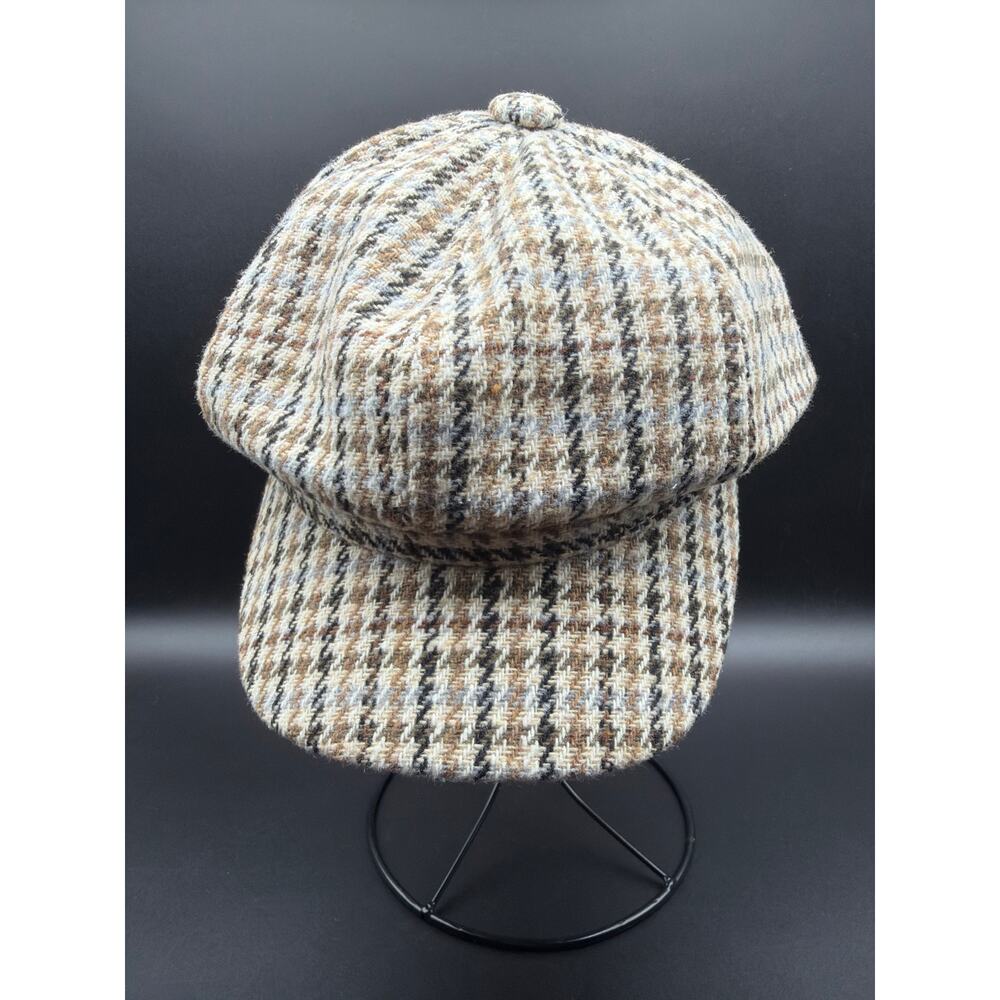 Plaid Tweed Newsboy Baker Boy Cap Unisex Wool Blend Vintage Style